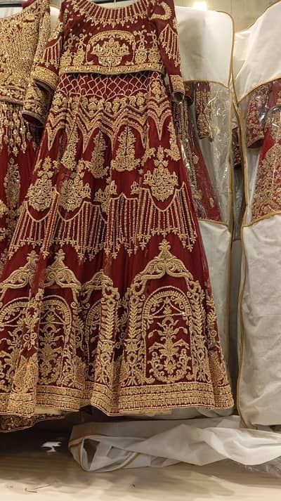 Premium Bridal Lehenga Set (Deep Maroon & Antique Gold)