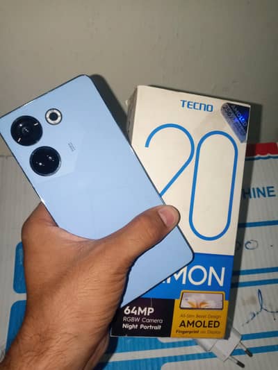 tecno camon 20 8+8gb 256 GB complete box original charger super amol