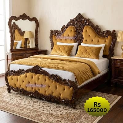 Solid Sheesham wood chinioti bed dressing Set With high quality Polish