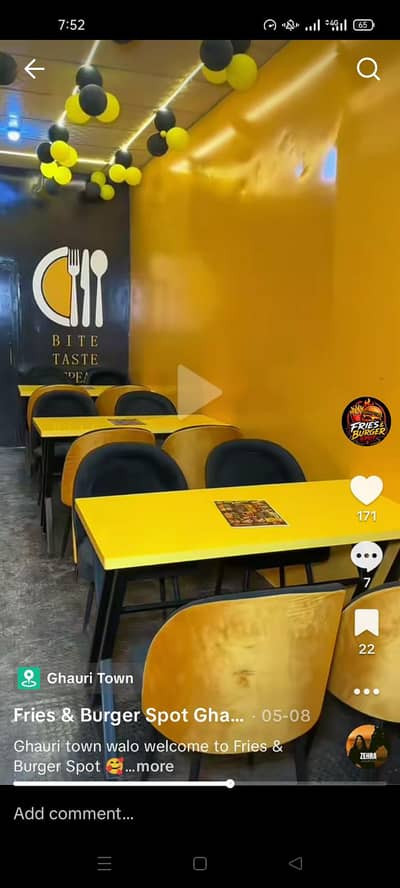 Premium Restaurant Furniture for Sale – Black & Yellow (1 Month Used)