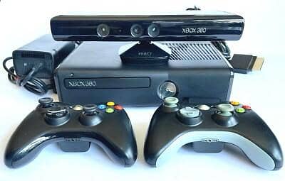 Xbox360 + kinect + 2 controllers+ games