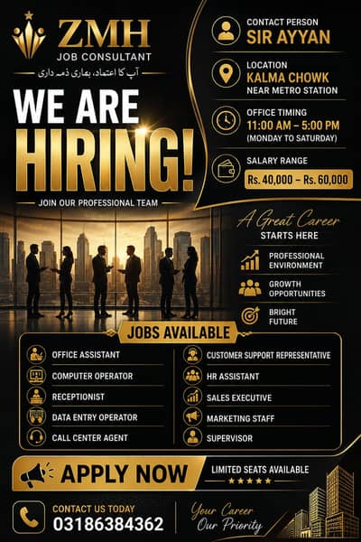 Urgent Jobs In Lahore | 0318-6384362 | Contatc For Jobs In Lahore |