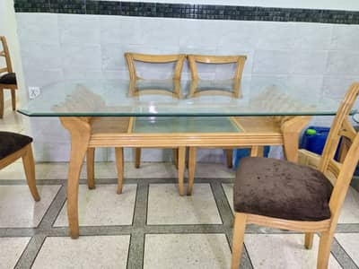 Glass Dining Table Set with 6 Chairs