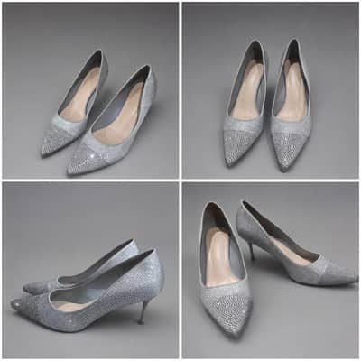 Original Unze London silver party heels - Size 41 -Excellent Condition