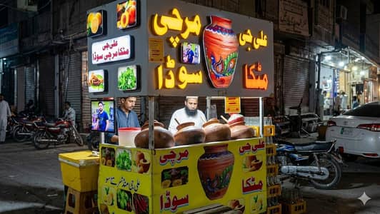 Commercial Food Stall / Matka Mirchi Soda Counter For Sale