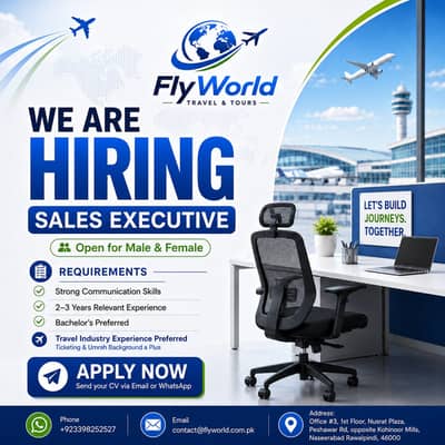 Career Opportunity – Sales Executive – Travel & Tourism Industry