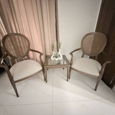 Set of 2 Sheesham wood chairs with Cane Accent