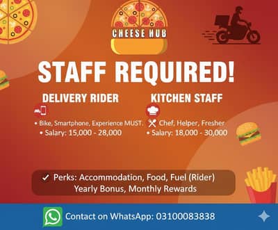 Urgent | Zaroorat Kitchen Helper | Fastfood Karigar (Khana+Rehaish)