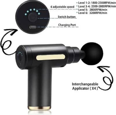 Powerfull Deap Tissue Massage gun -Multiple Attachments & Adjustable s
