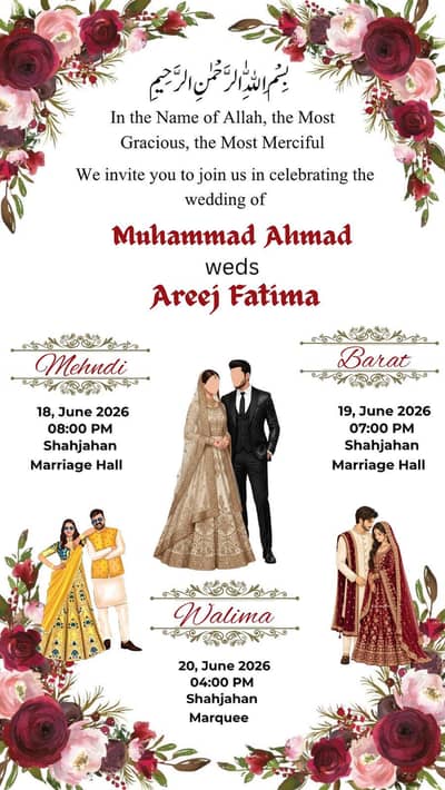 Custom Digital Wedding Invitation Card Design