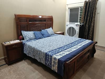 Solid Wood Double Bed with Dressing Table – Like New Condition