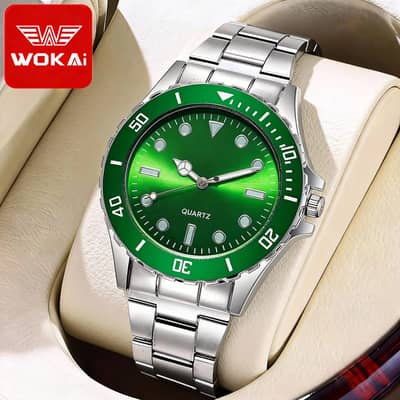 Men's Blue Quartz Watch with Steel Belt