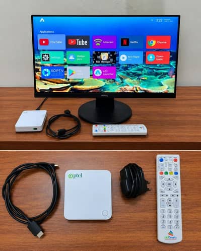 UNLOCKED PTCL Android TV Box YouTube Netflix , Remote + HDMI + Adapter