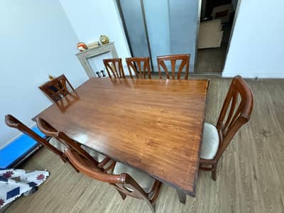 8 Men Dining Table Set Solid Wood Rarely Used