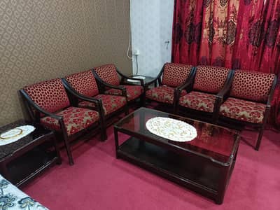 6 Seater Wooden Sofa Set| 6 Chairs| Table Set