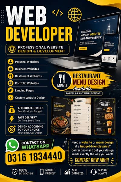 Web Developer | Website & Menu Design Services
