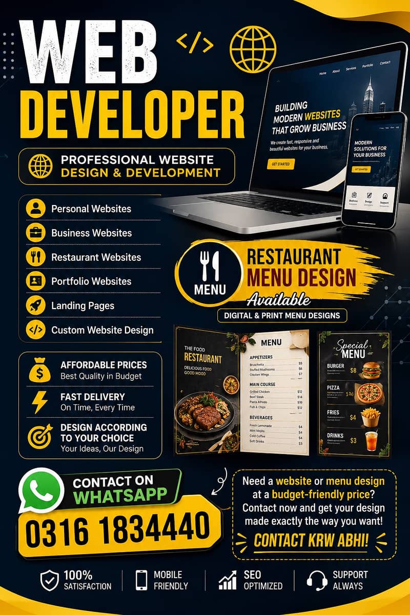 Web Developer | Website & Menu Design Services 0