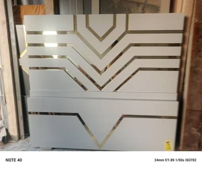 Luxury King Size Bed Set – Modern White & Gold Design
