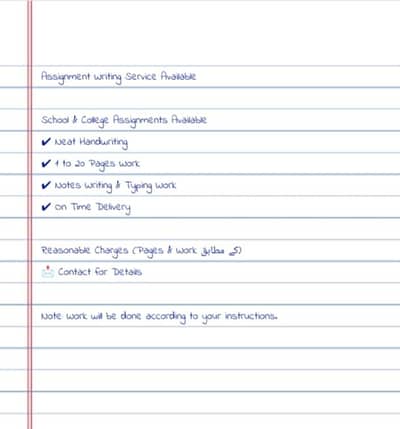 Handwriting Assignment Writer Required