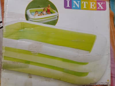 Intex Inflatable Swimming Pool (8ft7in × 5ft9in × 1ft10in) + Hand Pump