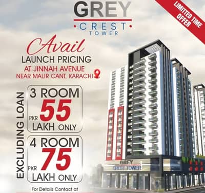 Gray Luxury Apartment 2 Bed For sale Malir cantt, Karachi