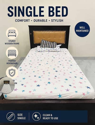Single size bed 3.5' x 6.5' ft