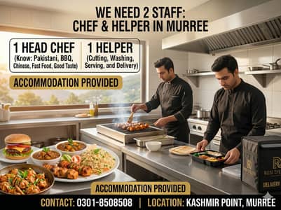 CHEF & KITCHEN HELPER IN MURREE