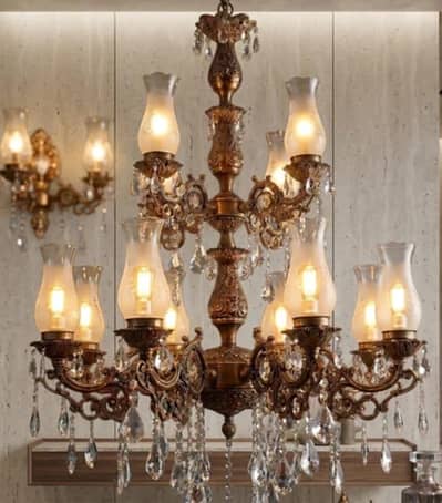 Marquise Traditional bronze crystel chandelier, luxury Glass pendant