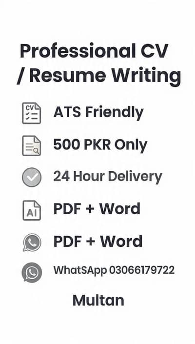 CV Resume Writing 500 PKR Multan 24hr Delivery