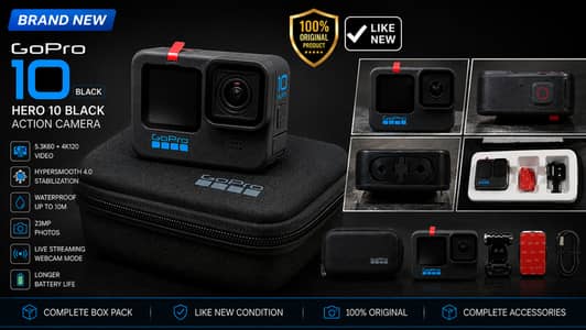 GoPro HERO 10 Black Action Camera in excellent, like-new condition.
