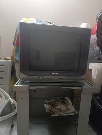 Sharp 21" CRT TV with Matching Glass Stand