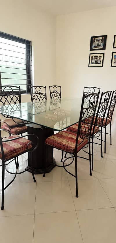 8 seater metal dining table