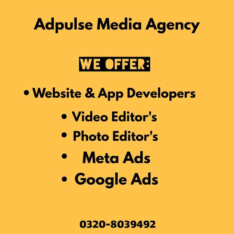 Website Developers, App Developer, Meta Ads, Google Ads and Editor 0