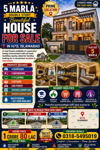 5 Marla Double Story House For Sale In H/13 Near Kashmir Highway
