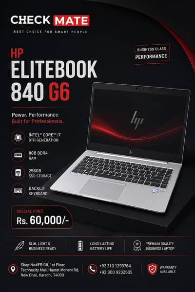 HP Elitebook 840 G6 core i7 8th Gen | 8 / 256GB SSD | Backlit Keyboard