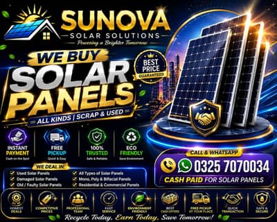 WE BUY ALL TYPES OF SOLAR PANELS – ANY QUANTITY