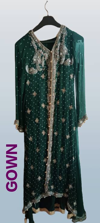 Emerald green color gown dress