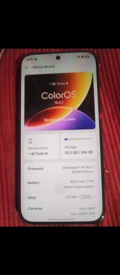 One plus turbo 6 12 256 non pta only sale 9000 mah