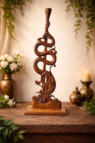Handcrafted Walnut Dragon Stand