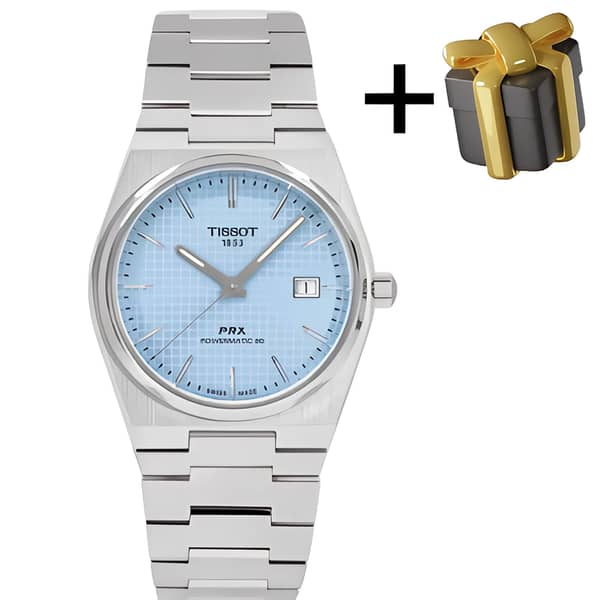{TRAOXSS. Pk} Silver Stainless Steel Luxury Wrist Watch with Ice Blue Dial – Premium Swiss Design for Men (Gift Box Included)