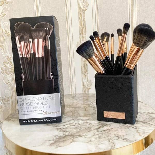 Traoxss Mall BH Signature Rose Gold 13-Piece Makeup Brush Set with Designer Holder (Pack of Two)