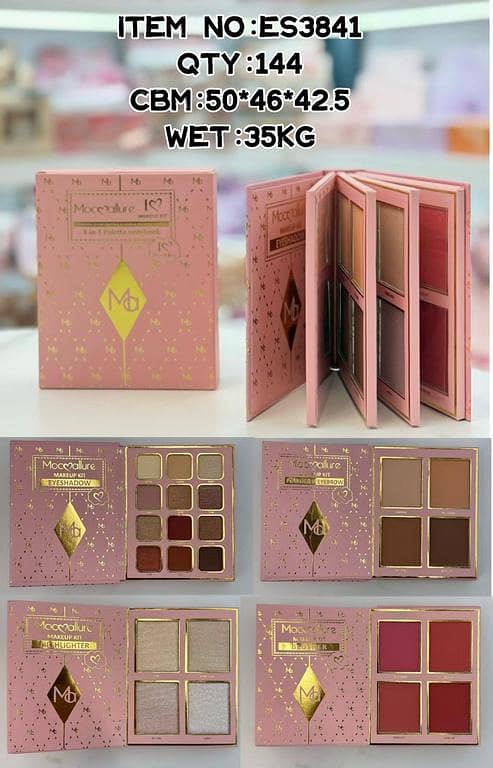 Traoxss Mall - Mocoallure Professional 4-In-1 Makeup Kit Palette Notebook ES3841 Featuring High-Pigment Eyeshadows, Sculpting Contours, Radiant Highlighters, And Vibrant Blushers For A Complete Glamorous Look In One Elegant Set