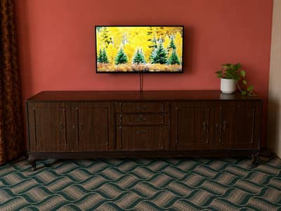 Antique Wooden Sideboard Cabinet 8ft | Vintage TV Console | Solid Wood