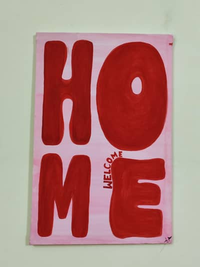 Modern Hand-Painted "HOME" Canvas Painting | Aesthetic Wall Decor