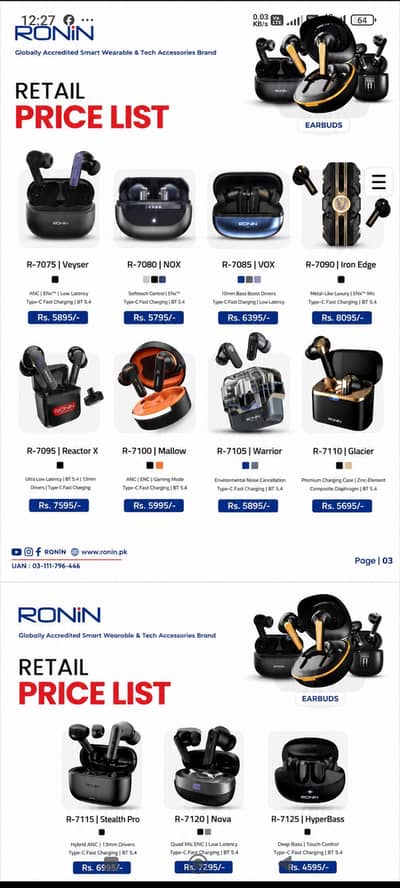 RONIN PREMIUM QUALITY WIRELESS EARBUDS COLLECTION. LATEST MODELS