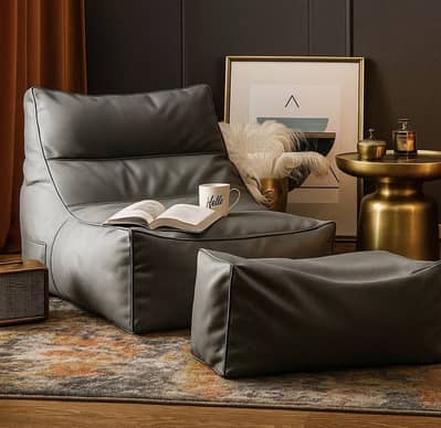 Long Lounger Bean Bags with Free Footrest