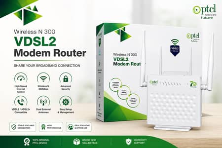 PTCL Wireless N300 VDSL2 Modem Router - Brand New Sealed Pack