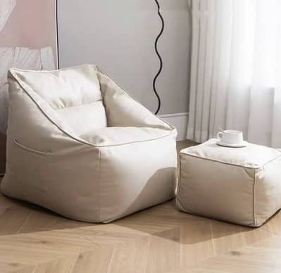 Leather Sac Bean Bags with Free footrest