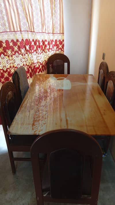 Dining Table Complete Set 6 Chairs with Glass Mirror+92 335 2582271