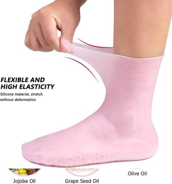 Silicone Gel Moisturizing Socks for Dry Cracked Feet – Reusable Foot Care Protector Pedicure Spa Socks for Heel Repair & Soft Smooth Skin for Women